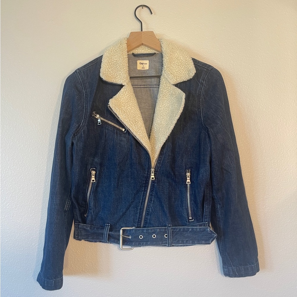 Gap Sherpa Collar Jean Moto Jacket (Size M)